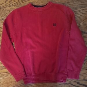Chaps Red Crewneck Sweater with Ribbed Trim